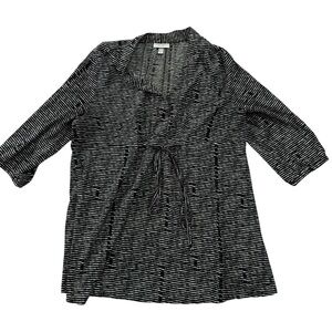 Liz Lange Maternity 3/4 Sleeve Tunic Top Black & White XXL Empire Waist Blouse